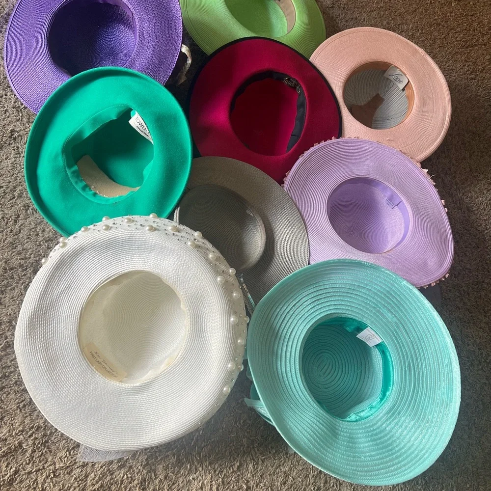 Vintage Deep Pink Or Fuchsia Like Hat Black Sequins Swirly Ribbon Derby Style - Picture 4 of 6